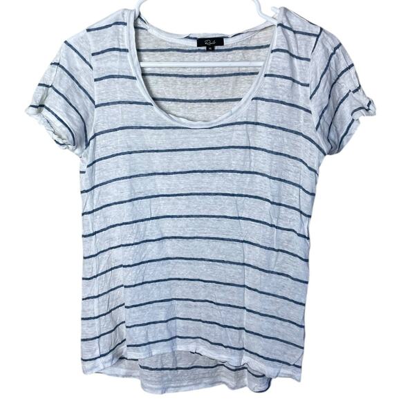 Rails Women’s Sz XS Luna Linen Blend Short Sleeve Shirt in Ocean Stripe - Picture 1 of 4